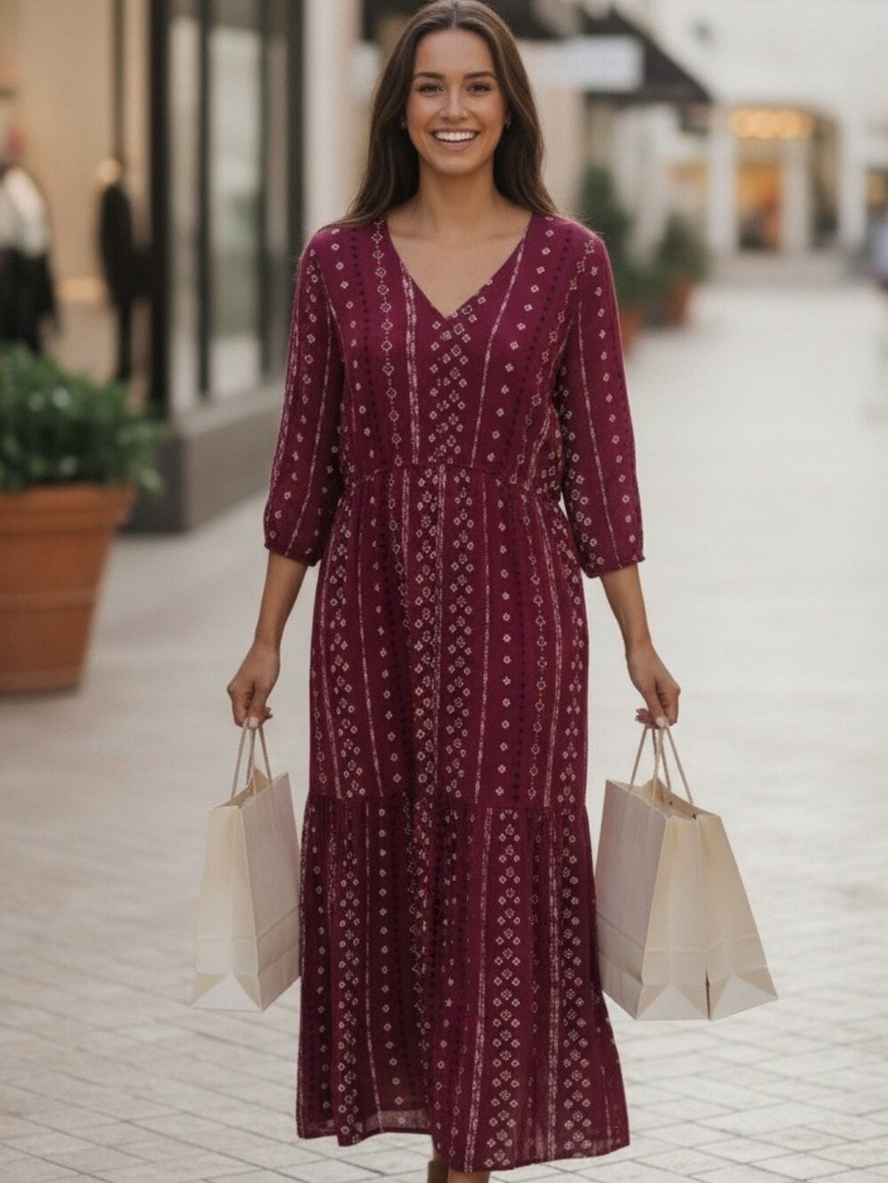 Introducing the Tribal Bohemian Burgundy Maxi - Your Ultimate Versatile Piece! - Picture 1 of 11